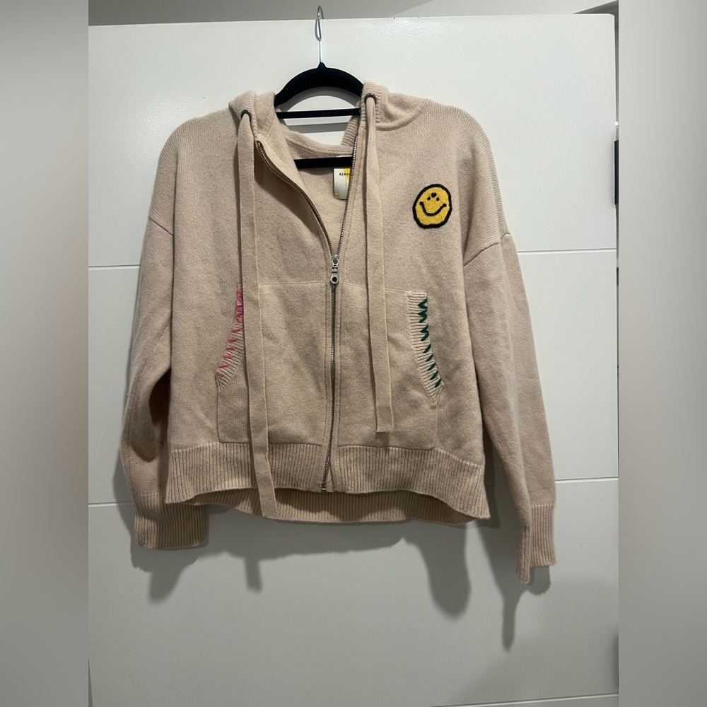 Kerri Rosenthal 100% cashmere smiley zip up Sz S